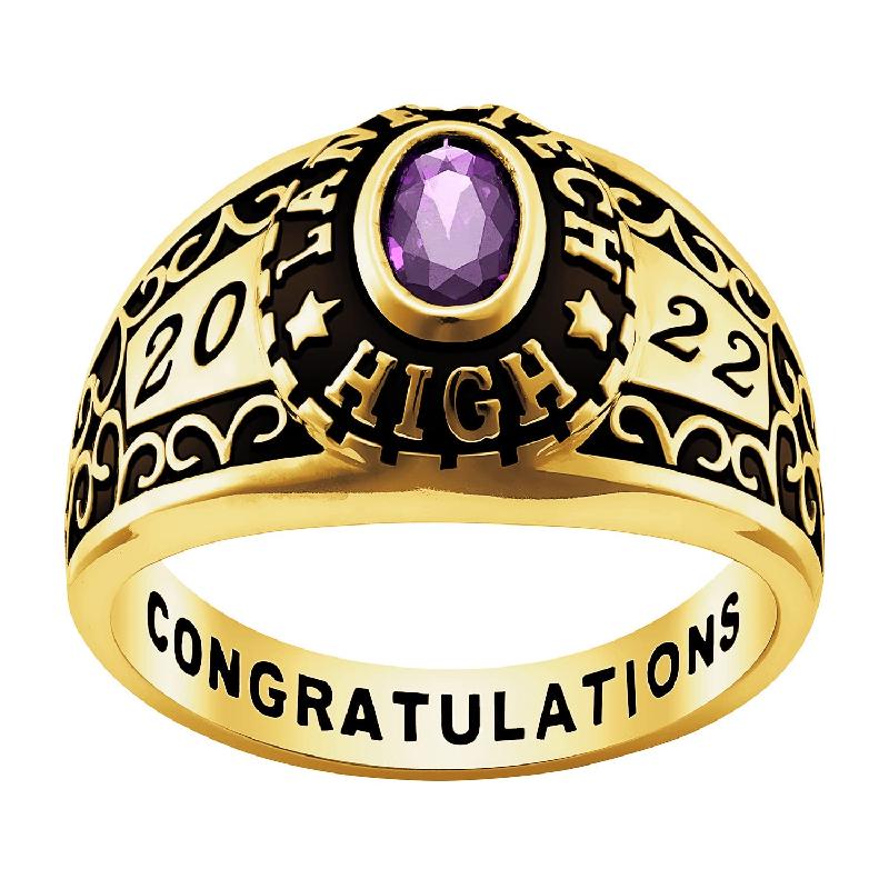 10K/14K/18K Solid Gold Custom Class Ring for Women 2023 Real Gold High