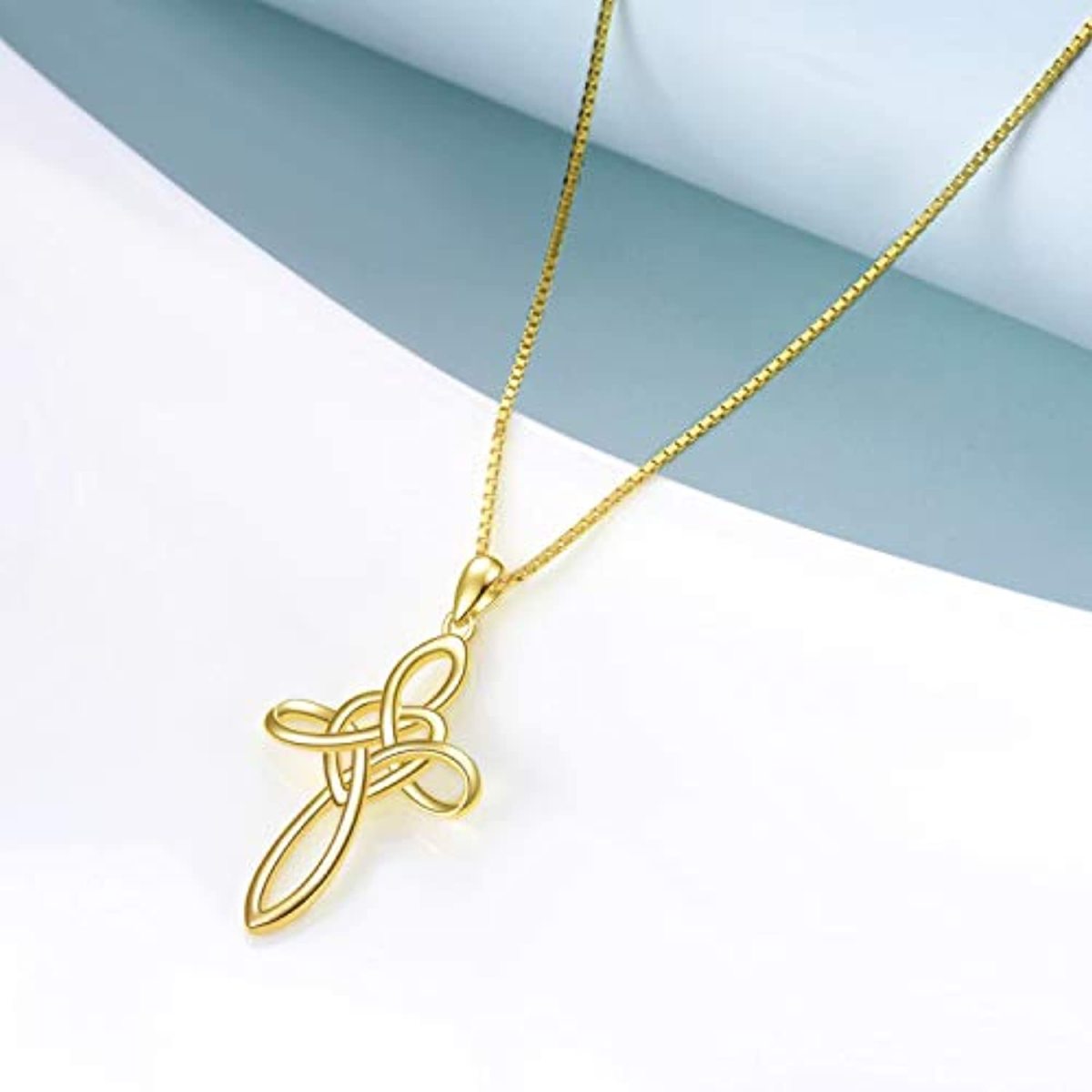 Sterling Silver with Yellow Gold Plated Celtic Knot Pendant Necklace-4