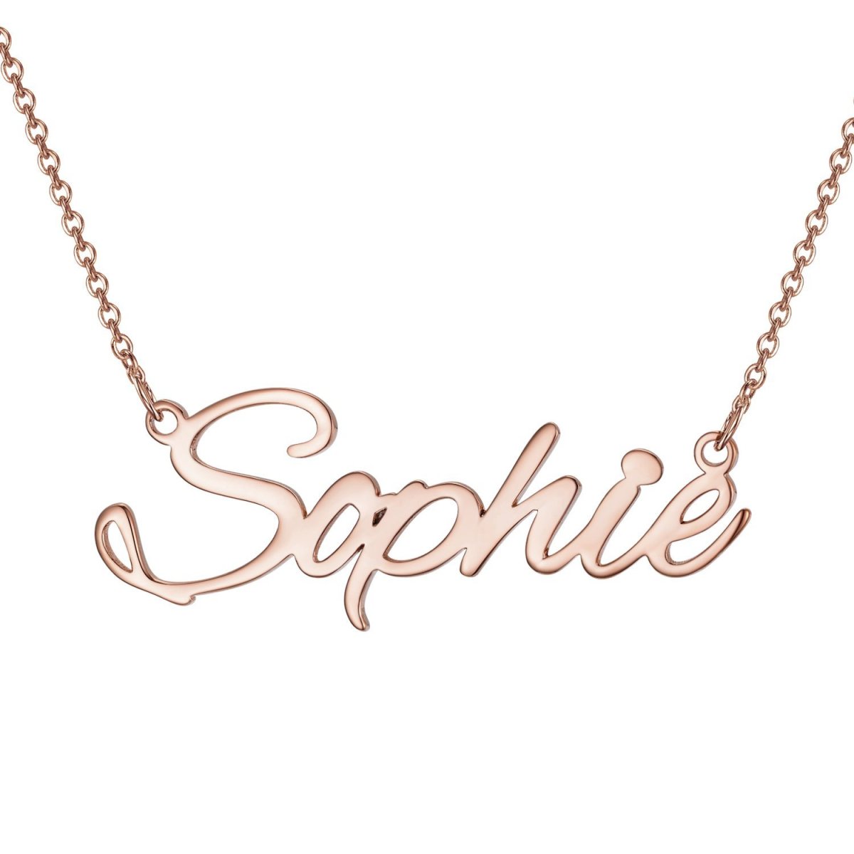 Sterling Silver with Rose Gold Plated Personalized Classic Name Pendant Necklace-1