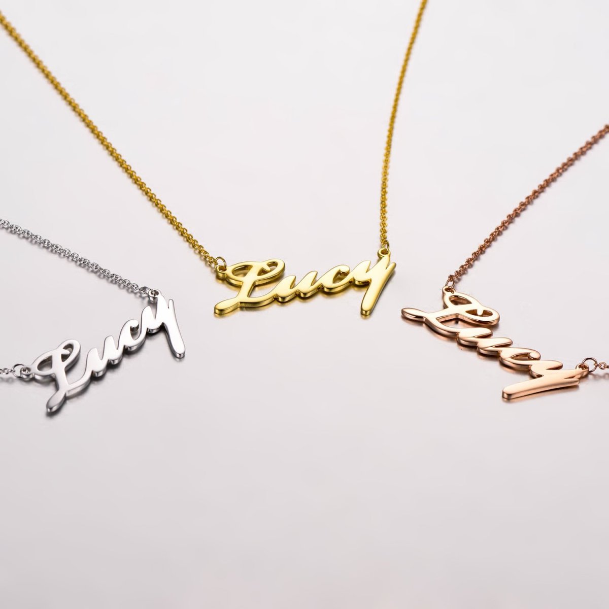 Sterling Silver with Rose Gold Plated Personalized Classic Name Pendant Necklace-4