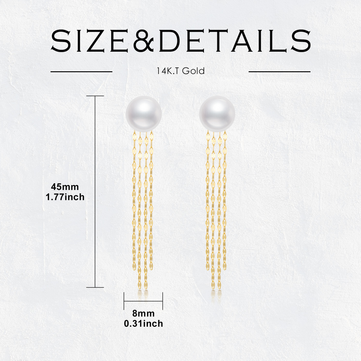 Pendientes colgantes de perlas con forma circular de oro de 14 quilates-6