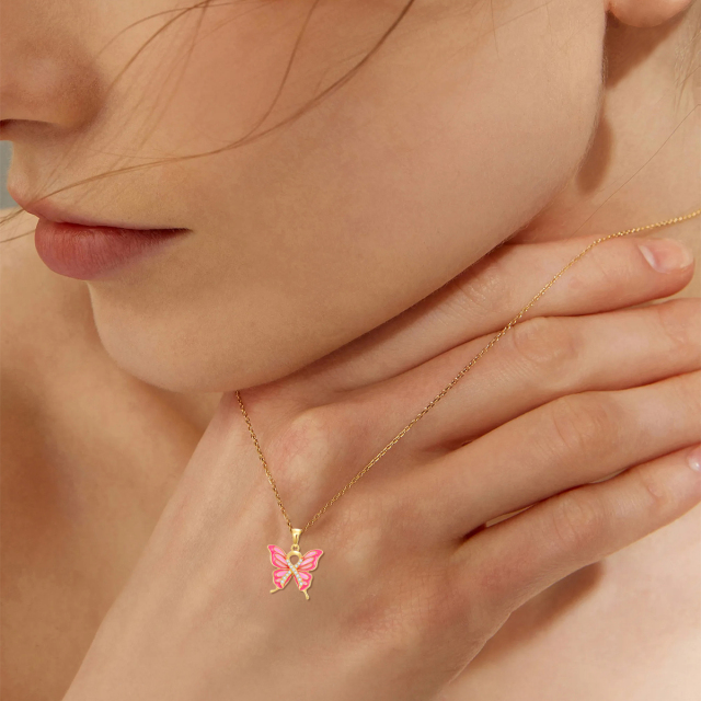 14K Goldband Schmetterling mit Zirkon Halskette Eleganz Schmuck Geschenke für Frauen-1