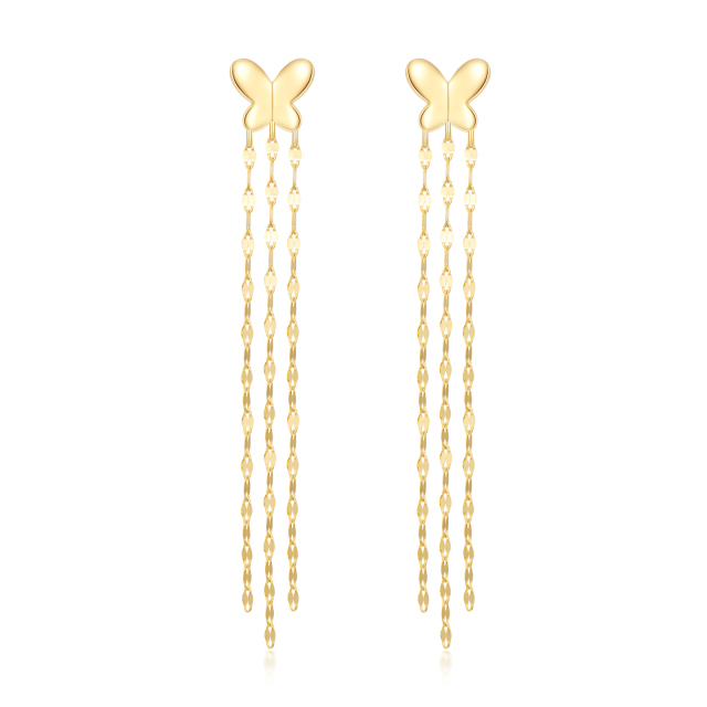 14K 3-Piece Tile Chain Butterfly Earrings Summer Jewelry Gifts for Women-0