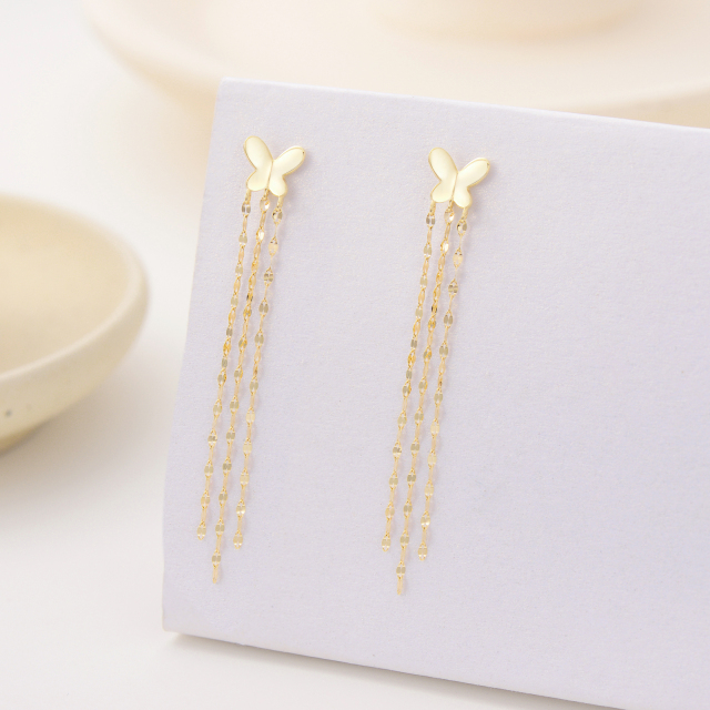 14K 3-Piece Tile Chain Butterfly Earrings Summer Jewelry Gifts for Women-3