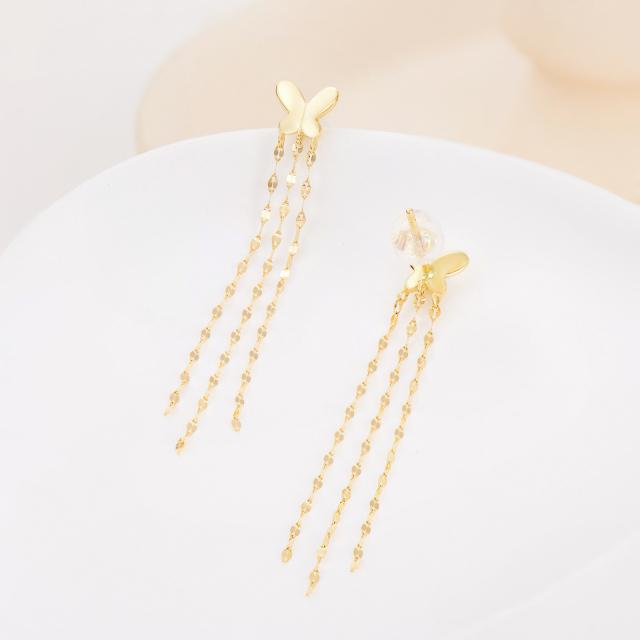 14K 3-Piece Tile Chain Butterfly Earrings Summer Jewelry Gifts for Women-2