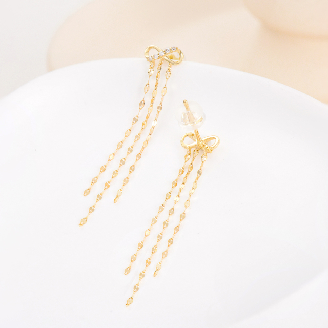 14K 3-Tile Chain Moissanite Infinity Symbol Earrings Summer Jewelry Gifts for Women-2
