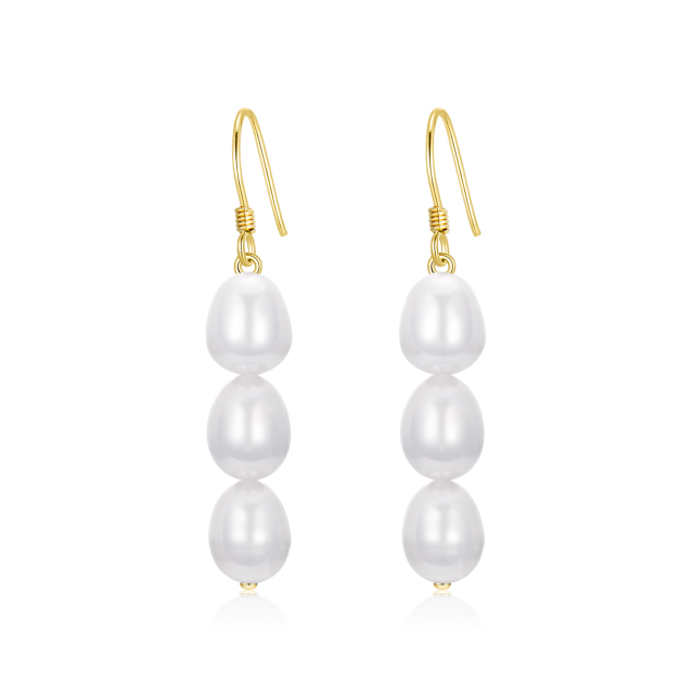 14K 4A Bread Pearl Earrings Exquisite as Gifts for Women Girls-0