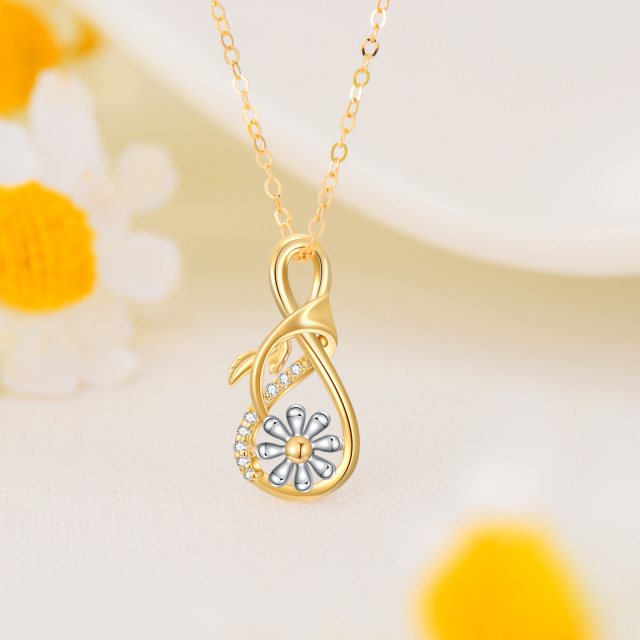 14K Gold Daisy Necklace With Zircon as Gifts For Women Summer Jewelry-2