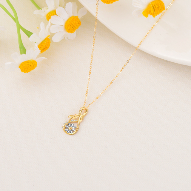 14K Gold Daisy Necklace With Zircon as Gifts For Women Summer Jewelry-3