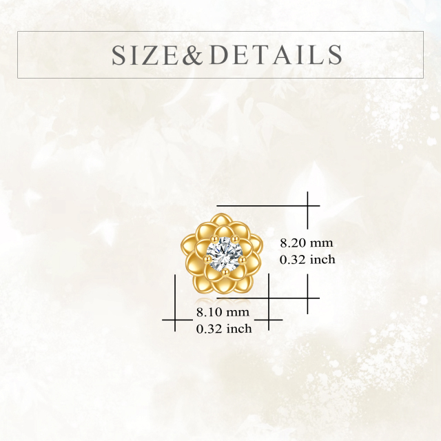 14K Gold Circular Shaped Moissanite Lily Stud Earrings-4