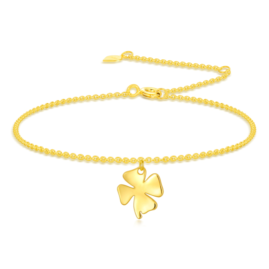 Bracelet pendentif trèfle à quatre feuilles en or 14 carats