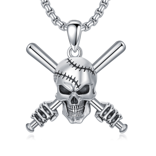 Sterling Silver Skull Pendant Necklace