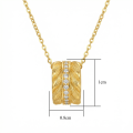 wholesale 925 Sterling Silver Radiant Zircon Accented Feather Texture Cylinder Pendant Necklaces Wholesale - JewelryODM-0-3