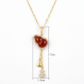 wholesale 925 Sterling Silver Elegant Red Gemstone Gourd Necklace with Sparkling Accents and Dainty Charms - JewelryODM-0-3
