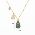 wholesale 925 Sterling Silver Elegant Jadeite Gourd Necklace with Pavé Accents and Sparkling Charms - JewelryODM-0-3