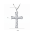 wholesale 925 Sterling Silver Moissanite Cross Pendant Necklace With Chain For Women-0-2
