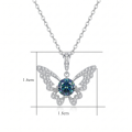 wholesale 925 Sterling Silver Butterfly Pendant Necklace With Round Blue Moissanite For Women-0-6