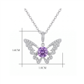 wholesale 925 Sterling Silver Purple Moissanite Butterfly Pendant Necklace For Women-0-1
