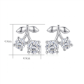 wholesale 925 Sterling Silver Cherry Leaf Moissanite Stud Earrings For Women-0-4