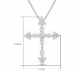 wholesale 925 Sterling Silver Moissanite Cross Pendant Necklace With Chain For Women-0-8