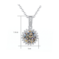 wholesale 925 Sterling Silver Round Moissanite Halo Pendant Necklace With Chain For Women-0-2