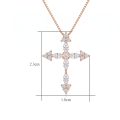 wholesale 925 Sterling Silver Moissanite Cross Pendant Necklace With Chain For Women-0-3
