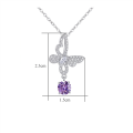 wholesale 925 Sterling Silver Butterfly Pendant Necklace With Purple Moissanite Drop For Women-0-2