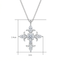 wholesale 925 Sterling Silver Moissanite Cross Pendant Necklace With Box Chain For Women-0-1