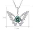 wholesale 925 Sterling Silver Butterfly Pendant Necklace With Round Blue Moissanite For Women-0-3