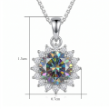 wholesale 925 Sterling Silver Rainbow Moissanite Halo Pendant Necklace With Chain For Women-0-4