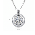 wholesale 925 Sterling Silver Round Moissanite Halo Pendant Necklace With Chain For Women-0-3