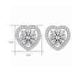 wholesale 925 Sterling Silver Heart Halo Moissanite Stud Earrings For Women-0-4