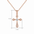 wholesale 925 Sterling Silver Rose Gold Plated Moissanite Cross Pendant Necklace With Chain-0-6