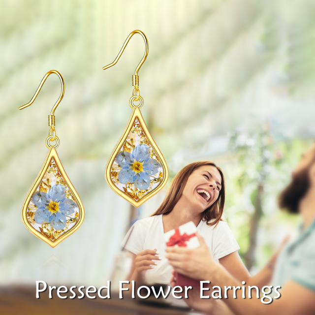 Pressed Flower Earrings in 925 Sterling Silver Gifts for Women-5