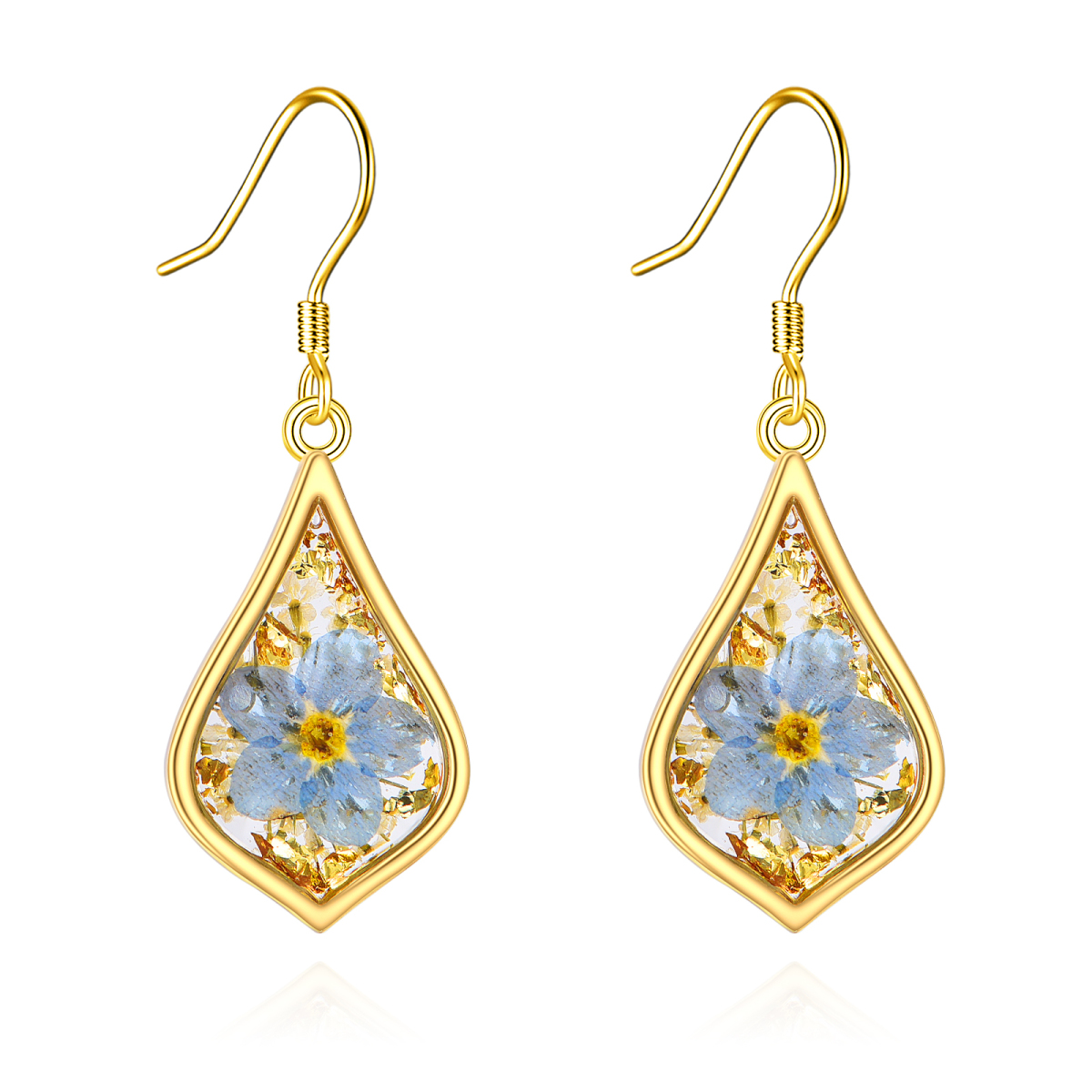 Sterling Silver with Yellow Gold Plated Drop Shape Drop Earrings-1