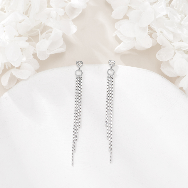 925 Sterling Silver Heart Tassel Earrings as Gifts for Women-3