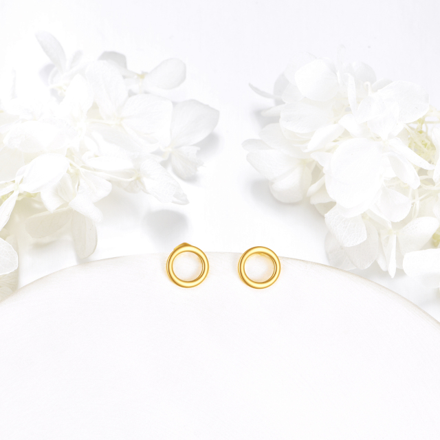 14K Gold Circle Stud Earrings-4