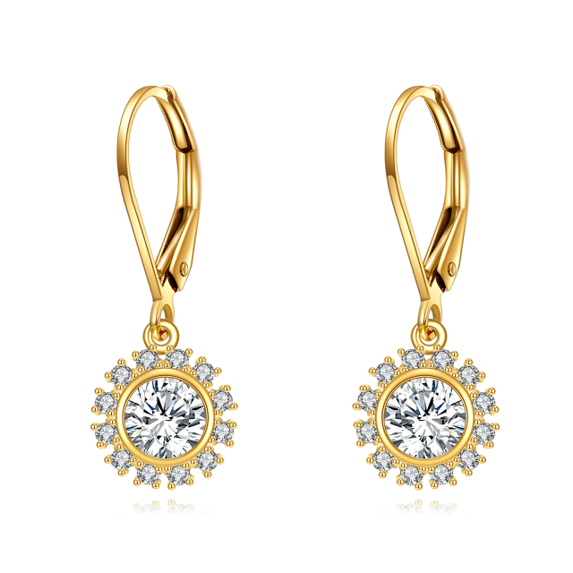 Boucles d'oreilles à levier en or 14K Moissanite Sun-1