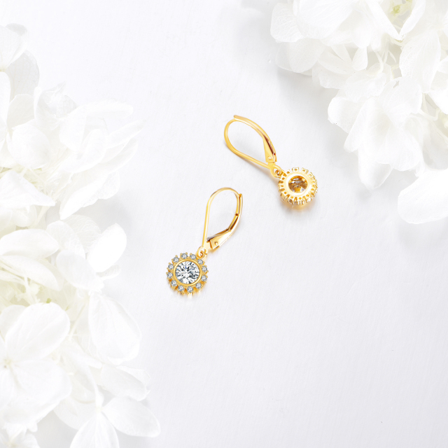 Boucles d'oreilles à levier en or 14K Moissanite Sun-4