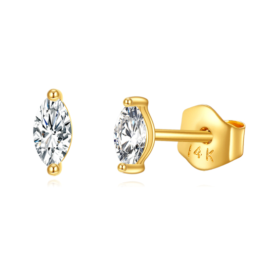 14K Gold Marquise Cut Moissanite Stud Earrings