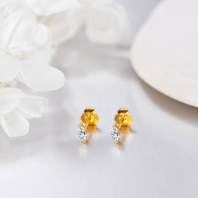 Boucles d'oreilles en or 14K avec Moissanite taillée en Marquise-3