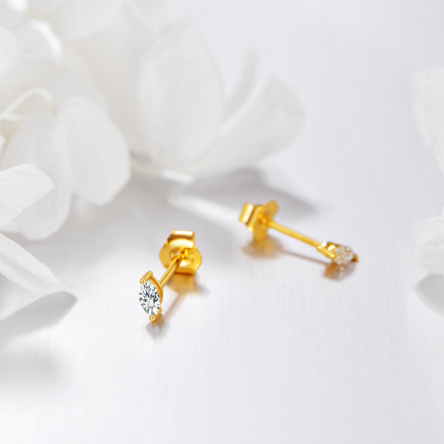 Boucles d'oreilles en or 14K avec Moissanite taillée en Marquise-4