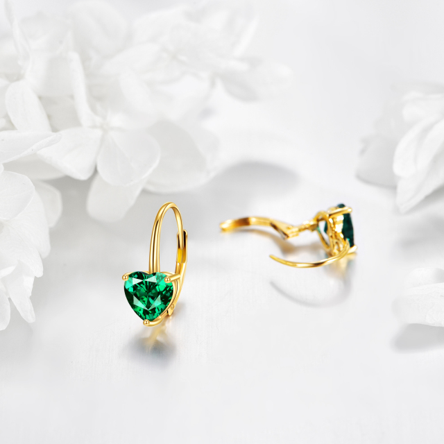 Esmeralda de coração cultivada em ouro 14K como presentes para mulheres e meninas joias luxuosas-3