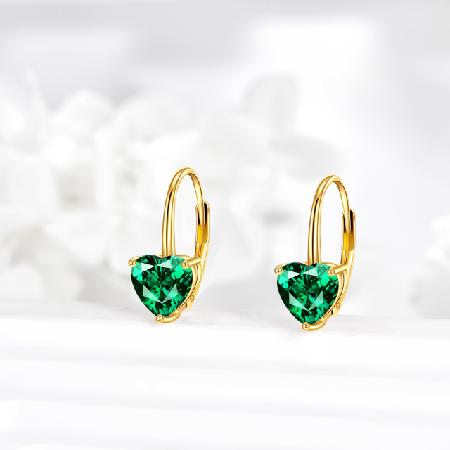 Esmeralda de coração cultivada em ouro 14K como presentes para mulheres e meninas joias luxuosas-2
