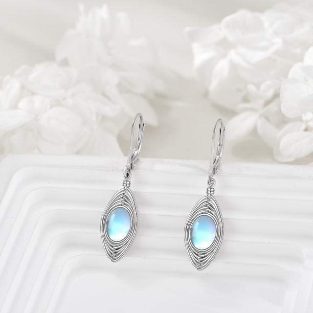 Boucles d'oreilles dormeuses en forme de goutte en argent sterling avec pierre de lune de forme ovale-4