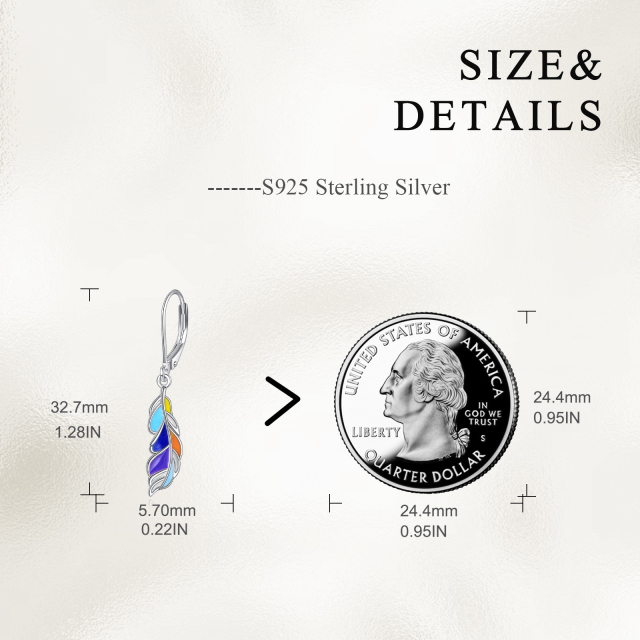 Colorful Feather Earrings in 925 Sterling Silver Gifts for Women-4