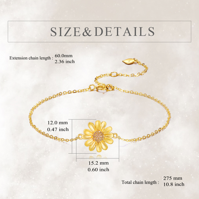 Bracelet de cheville marguerite en or 14 carats, cadeau pour femmes et filles, bijoux délicats-4