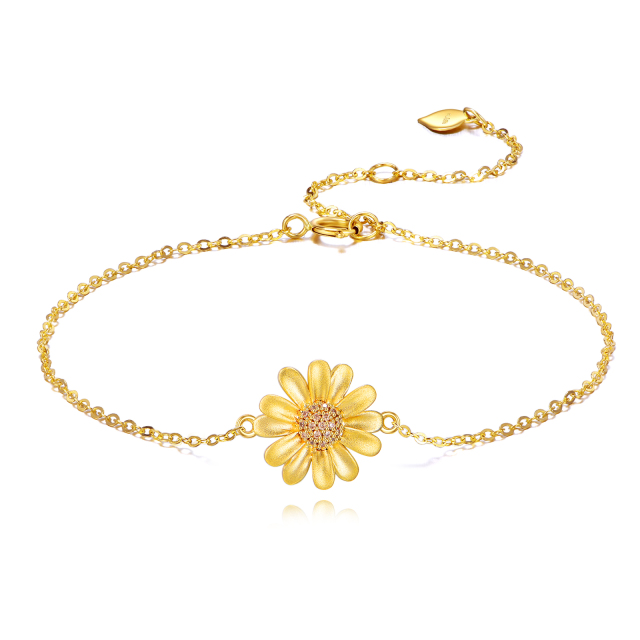 14K Gold Daisy Anklet as Gifts for Women Girls Delicate Jewelry-0