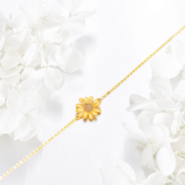 14K Gold Daisy Anklet as Gifts for Women Girls Delicate Jewelry-2