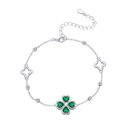 Bracelet pendentif trèfle à quatre feuilles en argent sterling et cristal